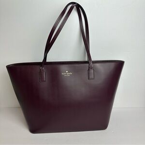 Kate Spade Bennet Place Tote Handbag Laptop Case Travel Merlot Burgundy Leather